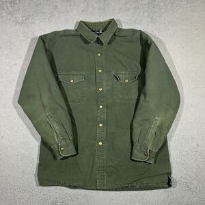 Shaver Lake Flannel Lined Shirt Jacket Mens Large Army Green Shacket Workwear